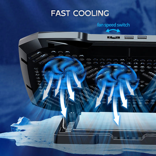 F2 Plus Gaming Cooler 3 Big Fans Cooling Pad